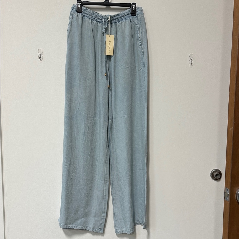 Unavailable Allie Rose Blue Wide Leg Pants Soft Denim Flowy Large New 👠